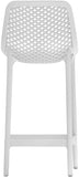 Mykonos Polypropylene Plastic Contemporary White Outdoor Patio Stool - 17.5" W x 21" D x 38" H