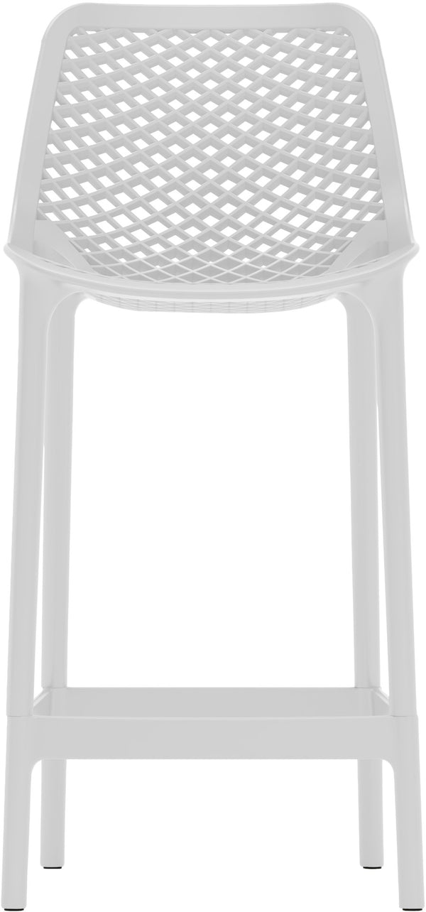 Mykonos Polypropylene Plastic Contemporary White Outdoor Patio Stool - 17.5" W x 21" D x 38" H