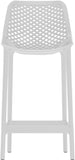 Mykonos Polypropylene Plastic Contemporary White Outdoor Patio Stool - 17.5" W x 21" D x 38" H