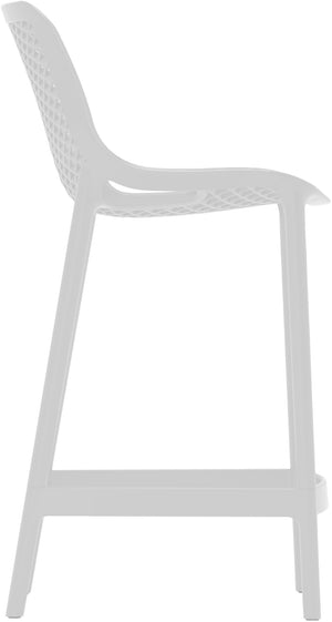 Mykonos Polypropylene Plastic Contemporary White Outdoor Patio Stool - 17.5" W x 21" D x 38" H