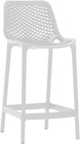 Mykonos Polypropylene Plastic Contemporary White Outdoor Patio Stool - 17.5" W x 21" D x 38" H