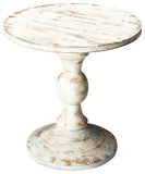 Grandma'S Attic Solid Wood Pedestal Table - Distressed Artifacts Finish for Shabby Chic Decor