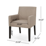 McClure Contemporary Upholstered Armchair, Taupe and Espresso Noble House