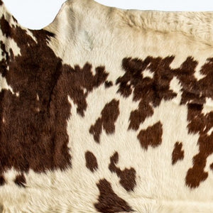 72" x 84" White and Brown Cowhide Rug