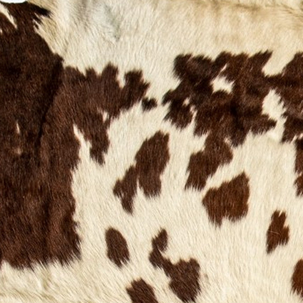 72" x 84" White and Brown Cowhide Rug