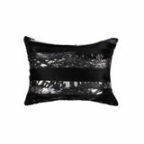 12" x 20" x 5" Black and Silver Pillow