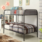 HomeRoots 79" X 42" X 61" Gunmetal Metal Twin Over Twin Bunk Bed 332365-HOMEROOTS 332365