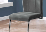 Two 77.5" Dark Grey Velvet Chrome Metal and Foam Dining Chairs