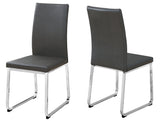 Set of 2 Grey Faux Leather and Chrome Dining Chairs