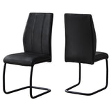 Two 77.5" Black Leather Look Chrome Metal and Foam Dining Chairs