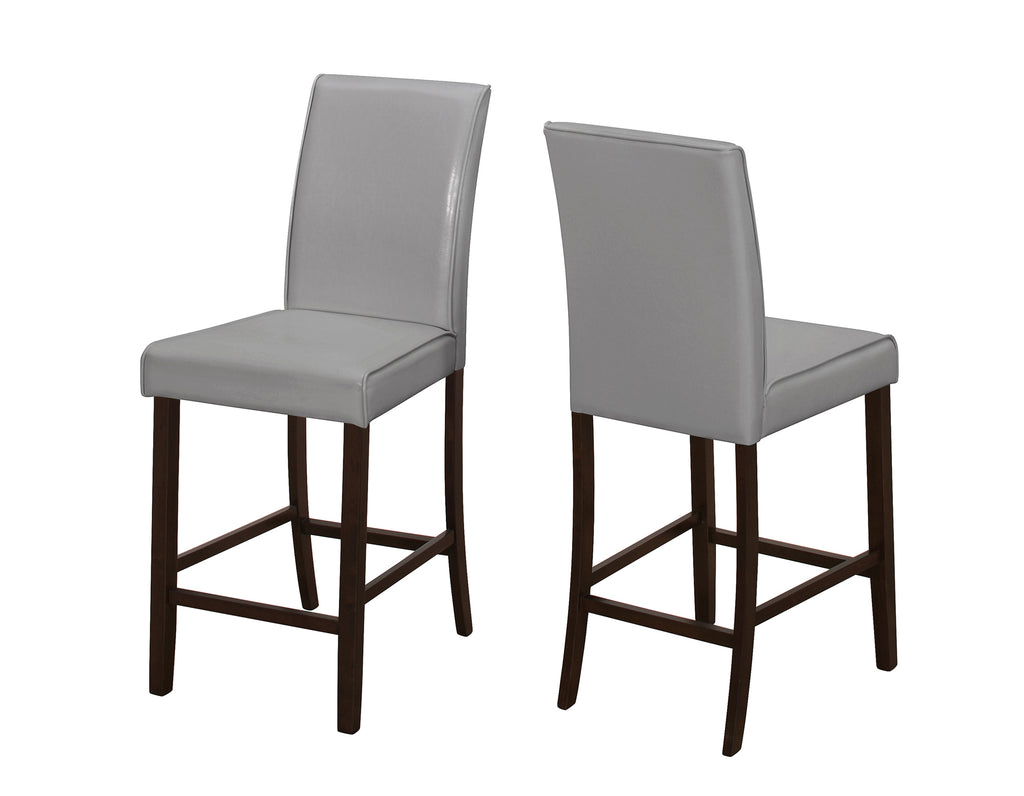 Set of Two Grey Faux Leather Counter Height Dining Chairs