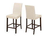 Two 40" Ivory Leather Look Solid Wood and MDF Counter Height Dining Chairs