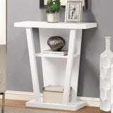 11.5" x 31.5" x 33.75" White Finish Hollow Core Accent Table