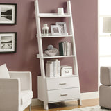 16.75" x 25.5" x 69" White Particle Board Hollow Core Bookcase with 2 Storage Drawers