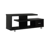 Cappuccino Silver Particle Board Hollow Core Metal TV Stand with a Drawer