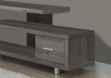 15.75" x 60" x 24" Dark Taupe Silver Particle Board Hollow Core Metal TV Stand with a Drawer