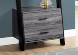 16.75" x 25.5" x 69" Grey Black Particle Board Hollow Core Bookcase with 2 Storage Drawers