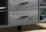 15.5" x 60" x 23" Grey Black Particle Board Hollow Core Metal TV Stand With 2 Drawers