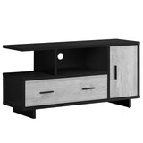 23.75" Black and Grey Particle Board Laminate and MDF TV Stand with Storage