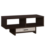 Mod Open Cubby and Drawer Cappuccino Finish Coffee Table