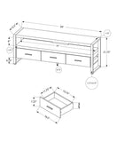 21.75" Particle Board Hollow Core & Black Metal TV Stand with 3 Drawers