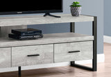 21.75" Grey Particle Board Hollow Core & Black Metal TV Stand with 3 Drawers