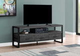 21.75" Black Particle Board Hollow Core & Black Metal TV Stand with 3 Drawers