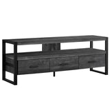 21.75" Black Particle Board Hollow Core & Black Metal TV Stand with 3 Drawers