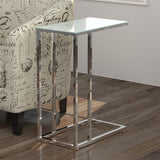 18.25" x 10.25" x 24" Chrome Metal Tempered Glass Accent Table