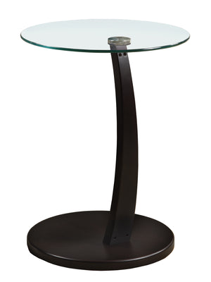 17.75" x 17.75" x 24" Cappuccino Particle Board Tempered Glass Accent Table