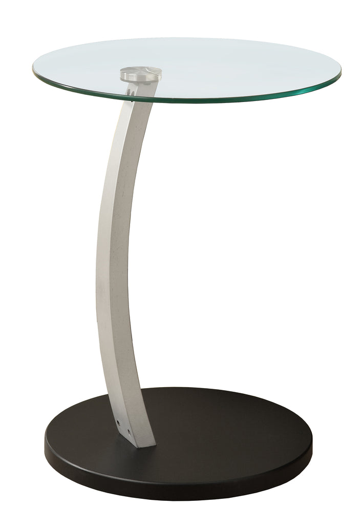 17.75" x 17.75" x 24" BlackSilver Particle Board Tempered Glass Accent Table