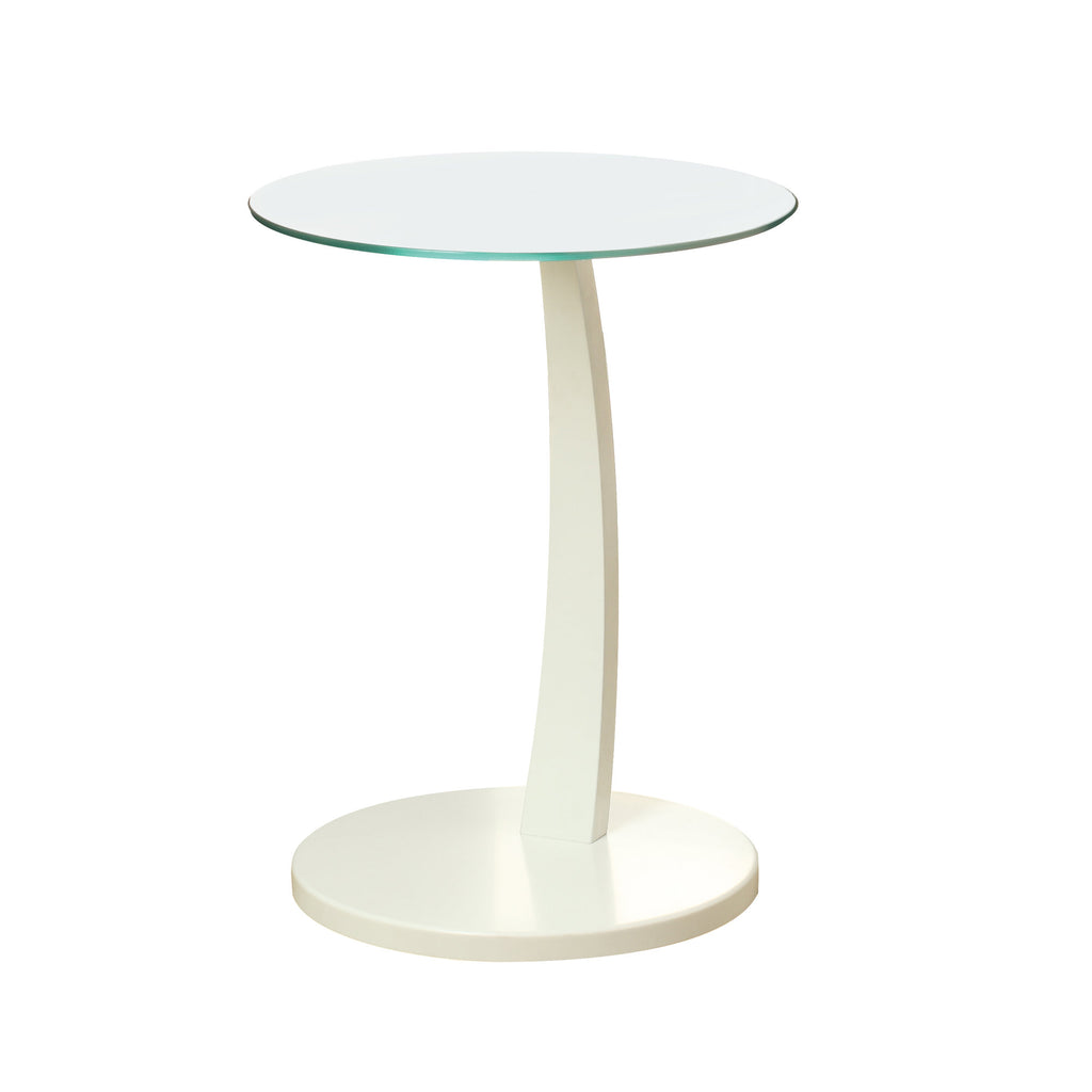 17.75" x 17.75" x 24" WhiteClear Particle Board Tempered Glass Accent Table
