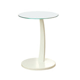 17.75" x 17.75" x 24" WhiteClear Particle Board Tempered Glass Accent Table