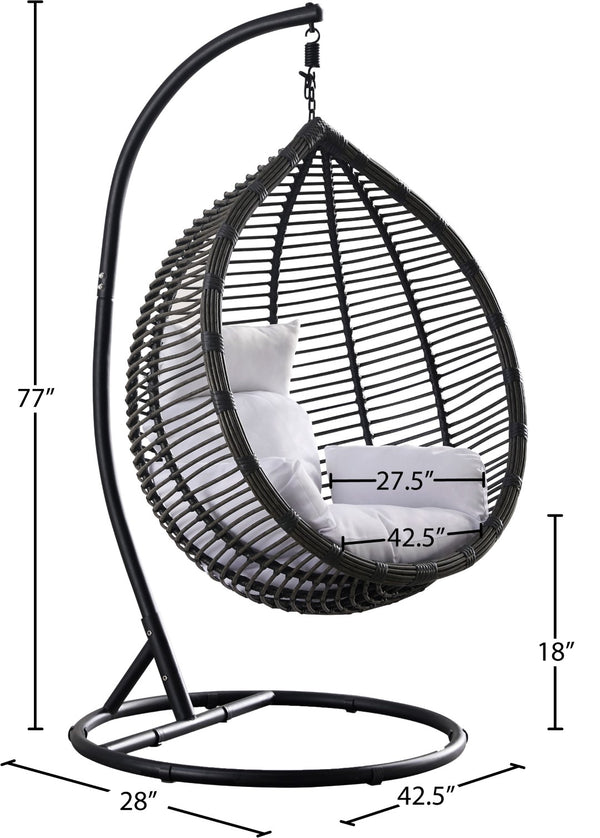 Tarzan Fabric / Rattan / Steel / Foam Contemporary Dark Grey Fabric Outdoor Patio Swing Chair - 42.5" W x 28" D x 77" H