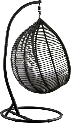 Tarzan Fabric / Rattan / Steel / Foam Contemporary Dark Grey Fabric Outdoor Patio Swing Chair - 42.5" W x 28" D x 77" H