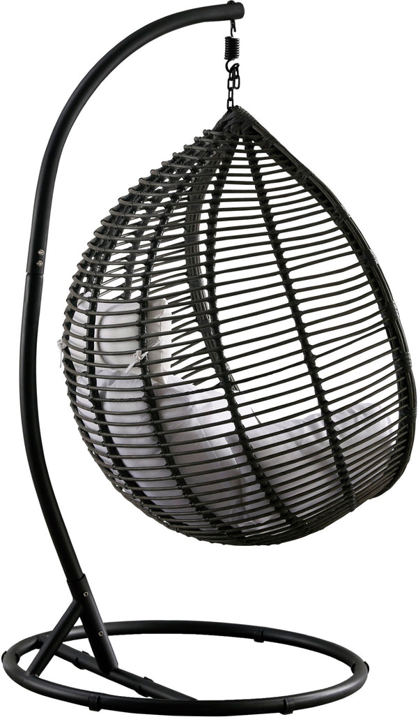 Tarzan Fabric / Rattan / Steel / Foam Contemporary Dark Grey Fabric Outdoor Patio Swing Chair - 42.5" W x 28" D x 77" H