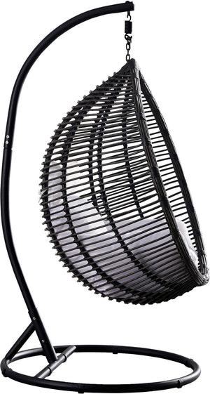 Tarzan Fabric / Rattan / Steel / Foam Contemporary Dark Grey Fabric Outdoor Patio Swing Chair - 42.5" W x 28" D x 77" H