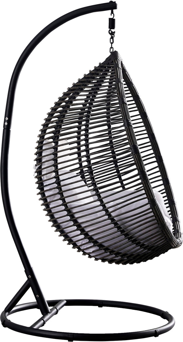 Tarzan Fabric / Rattan / Steel / Foam Contemporary Dark Grey Fabric Outdoor Patio Swing Chair - 42.5" W x 28" D x 77" H