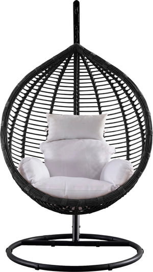 Tarzan Fabric / Rattan / Steel / Foam Contemporary Dark Grey Fabric Outdoor Patio Swing Chair - 42.5" W x 28" D x 77" H