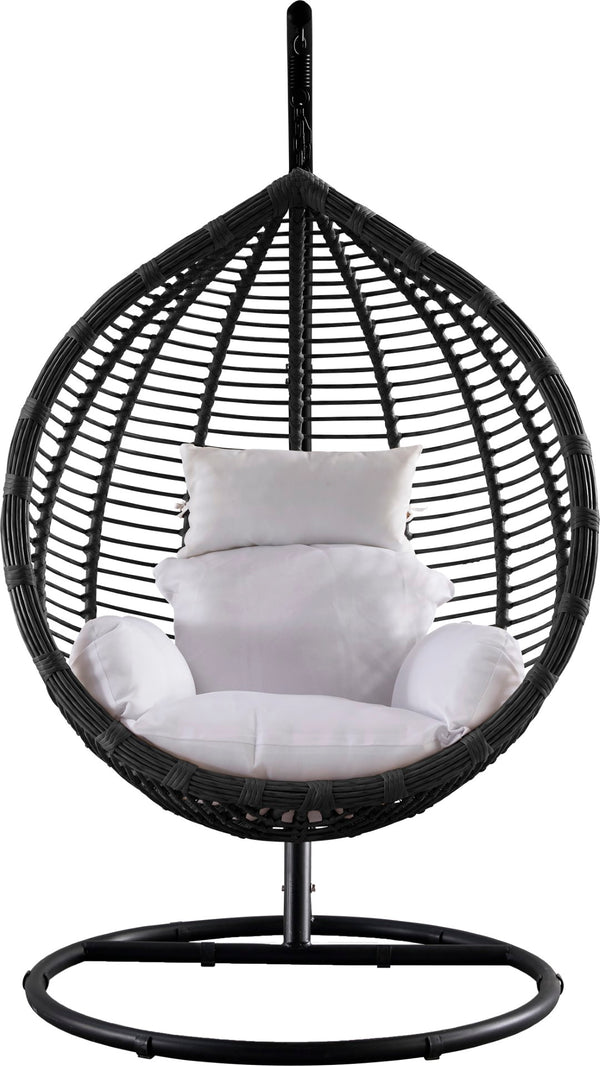 Tarzan Fabric / Rattan / Steel / Foam Contemporary Dark Grey Fabric Outdoor Patio Swing Chair - 42.5" W x 28" D x 77" H