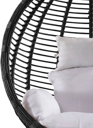 Tarzan Fabric / Rattan / Steel / Foam Contemporary Dark Grey Fabric Outdoor Patio Swing Chair - 42.5" W x 28" D x 77" H