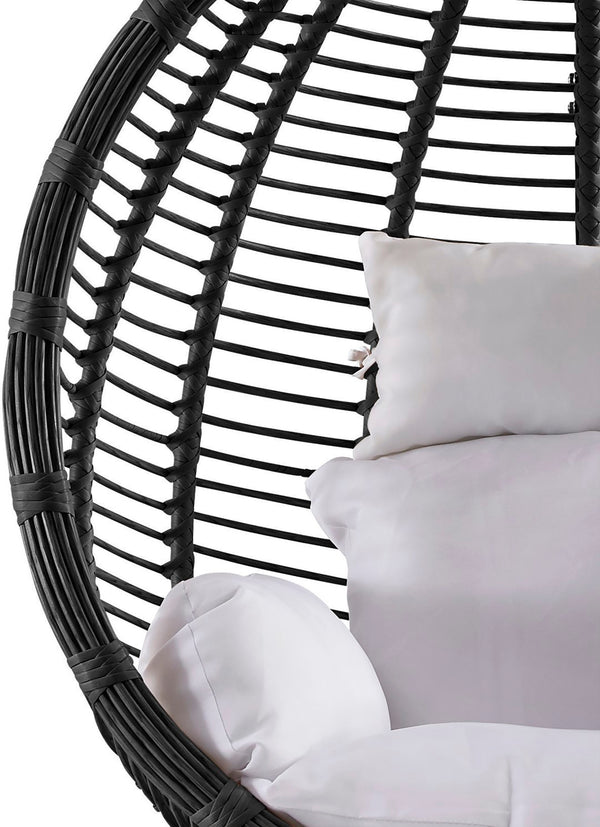 Tarzan Fabric / Rattan / Steel / Foam Contemporary Dark Grey Fabric Outdoor Patio Swing Chair - 42.5" W x 28" D x 77" H