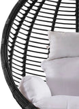 Tarzan Fabric / Rattan / Steel / Foam Contemporary Dark Grey Fabric Outdoor Patio Swing Chair - 42.5" W x 28" D x 77" H