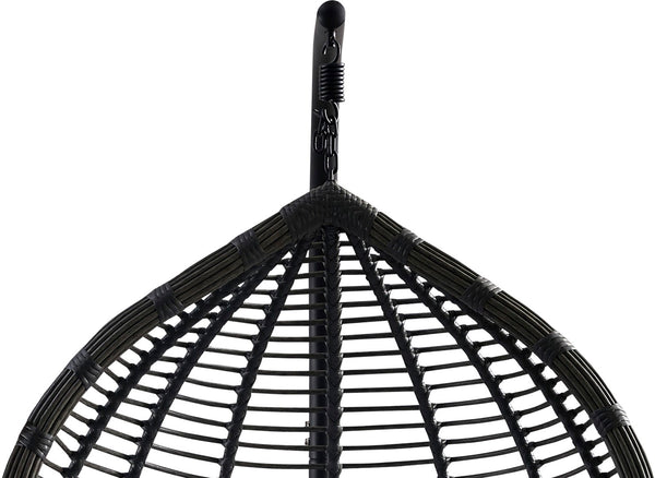 Tarzan Fabric / Rattan / Steel / Foam Contemporary Dark Grey Fabric Outdoor Patio Swing Chair - 42.5" W x 28" D x 77" H