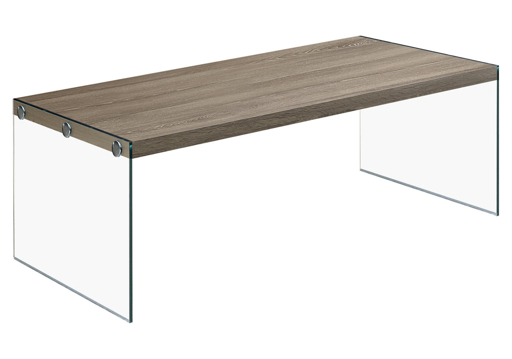 22" x 44" x 16" Dark Taupe Tempered Glass Coffee Table