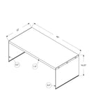 22" x 44" x 16" Dark Taupe Tempered Glass Coffee Table