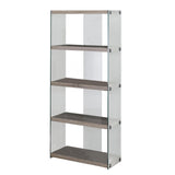 60" Particle Board and Clear Tempered Glass Bookcase