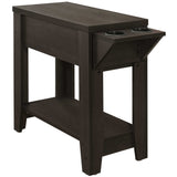 Finish Side Accent Table with Adjustable Cup Holder Drawer and Bottom Shelf