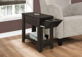 Cappuccino Finish Side Accent Table with Adjustable Cup Holder Drawer and Bottom Shelf