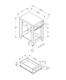 Cappuccino Finish Side Accent Table with Adjustable Cup Holder Drawer and Bottom Shelf